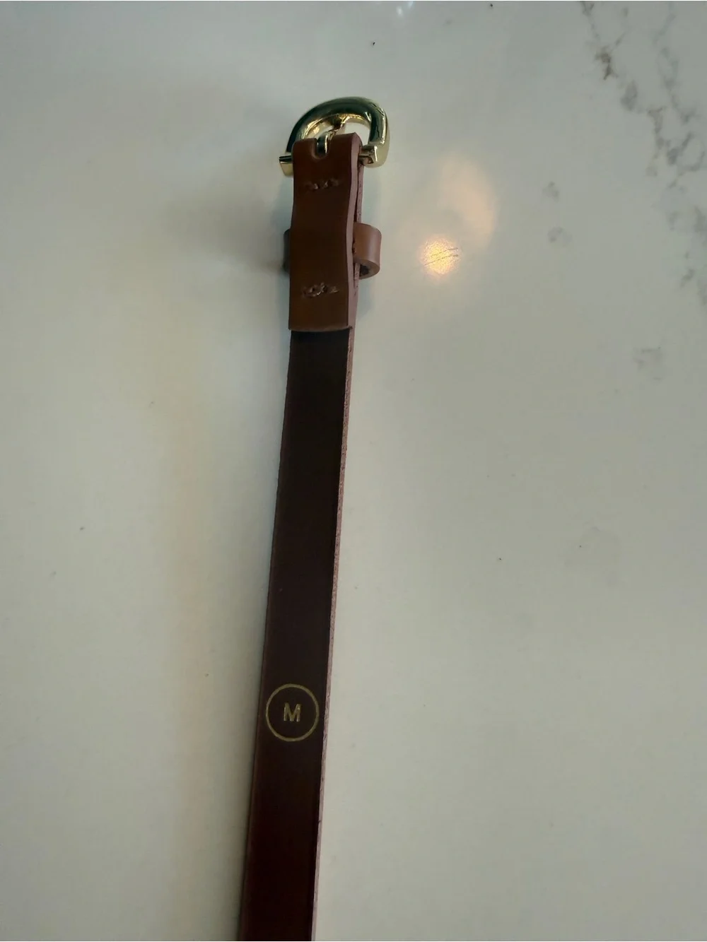 J.Crew Skinny Italian Leather Belt Cognac & Gold Buckle Medium NWOT - Picture 6 of 6
